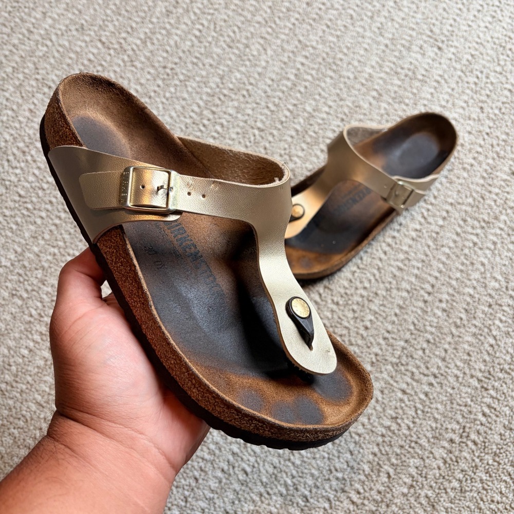 Birkenstock Gizeh Gold Metallic Birko-Flor Sandals Womens Size 40 US 8.5/9